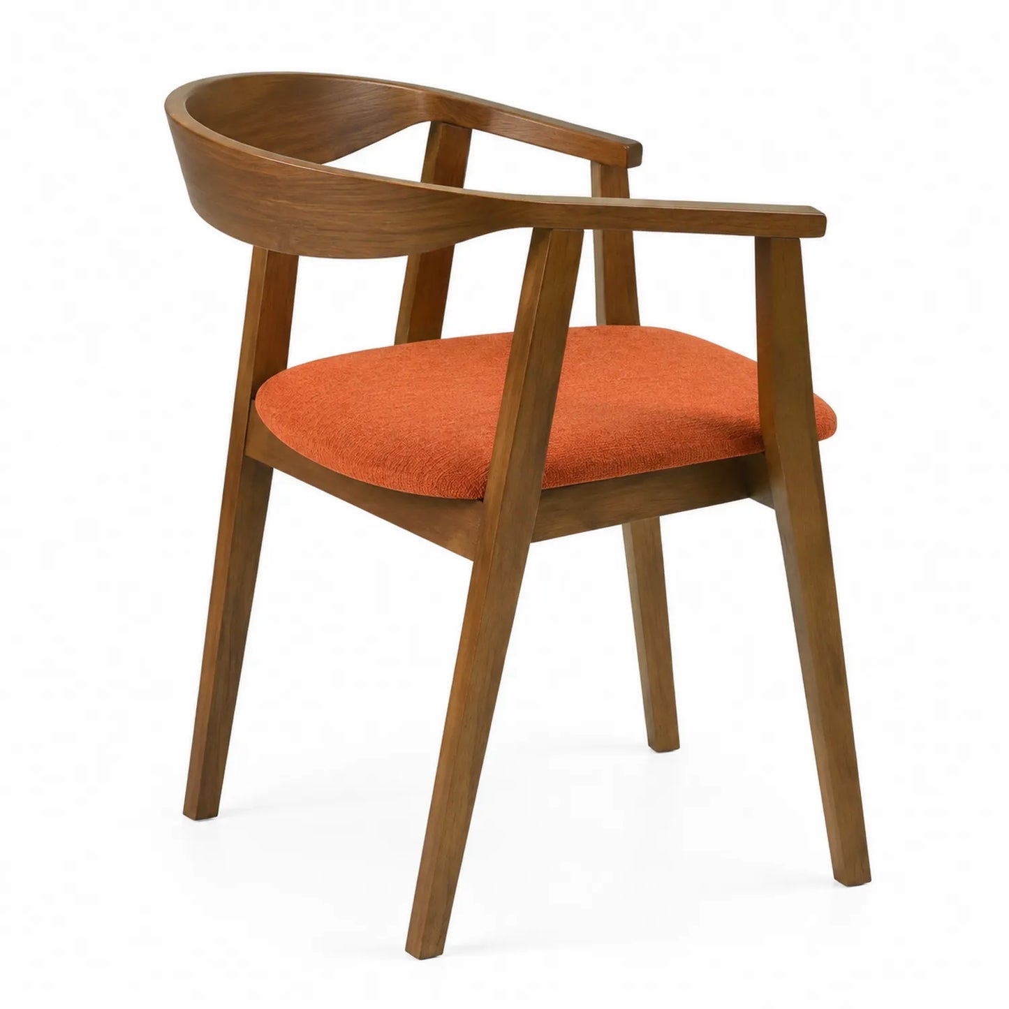 Sedia in legno con seduta in tessuto poliestere arancione