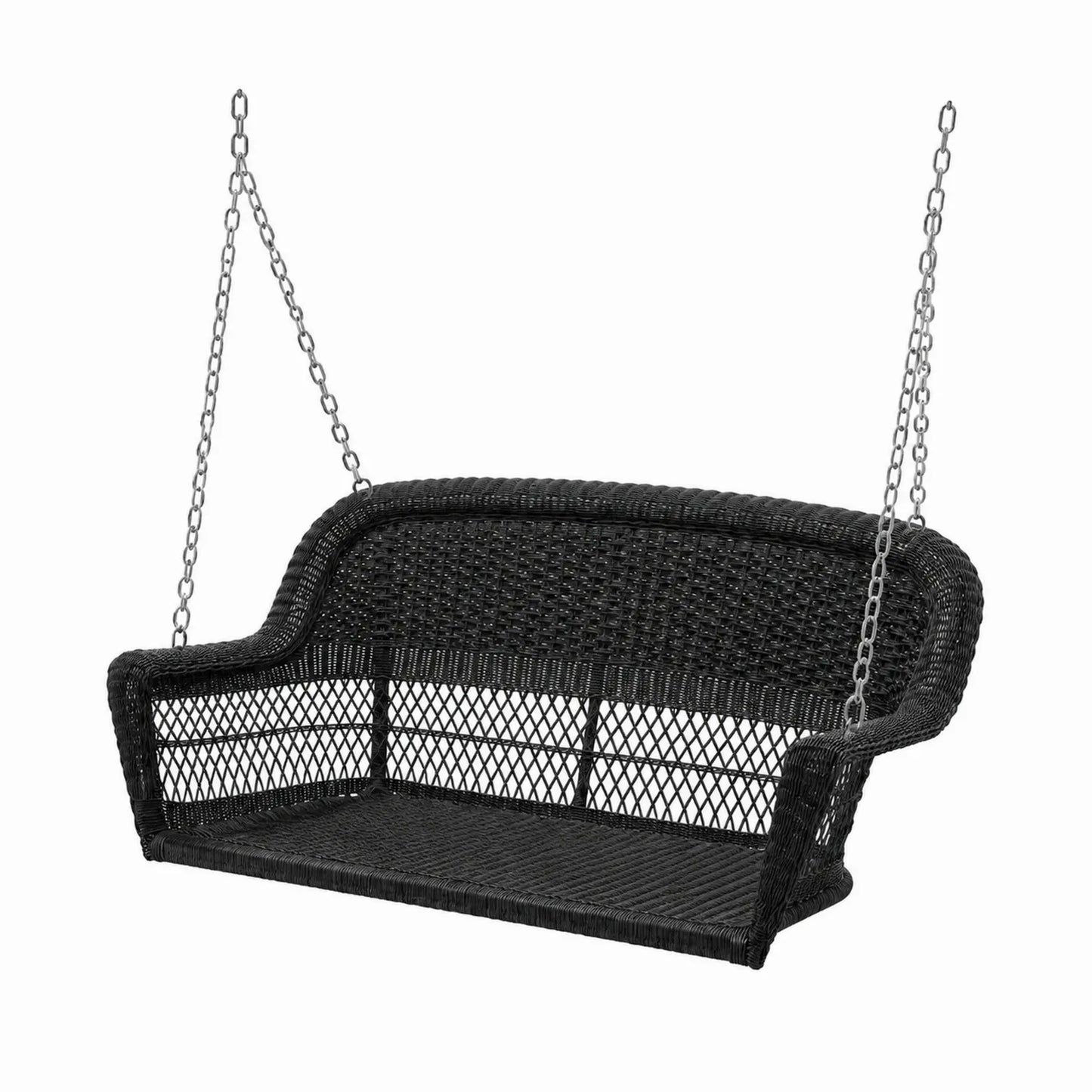 Panchina a Dondolo Sospesa in Rattan e Metallo Nero 120 cm