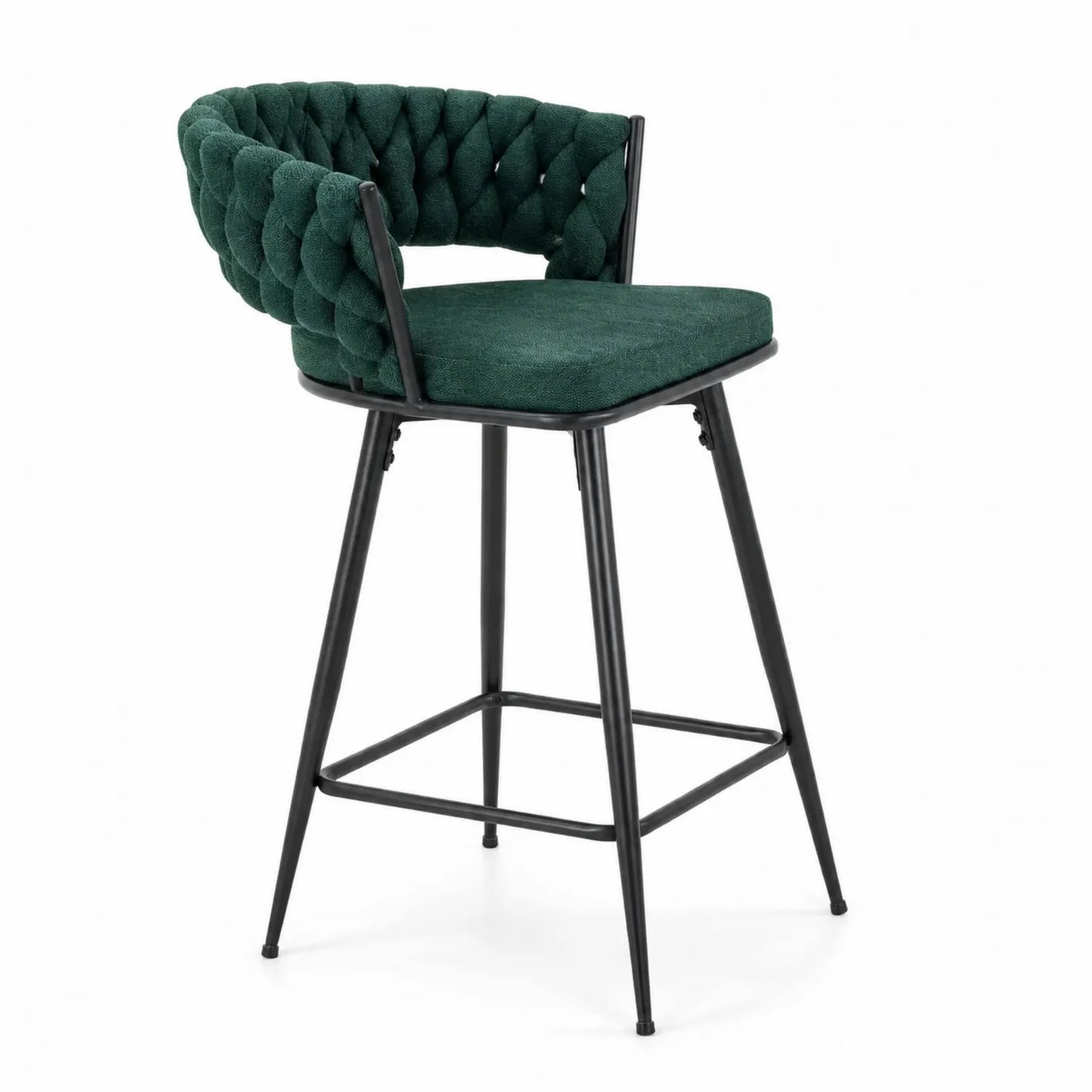 Sgabello da bar in tessuto con gambe in metallo nero