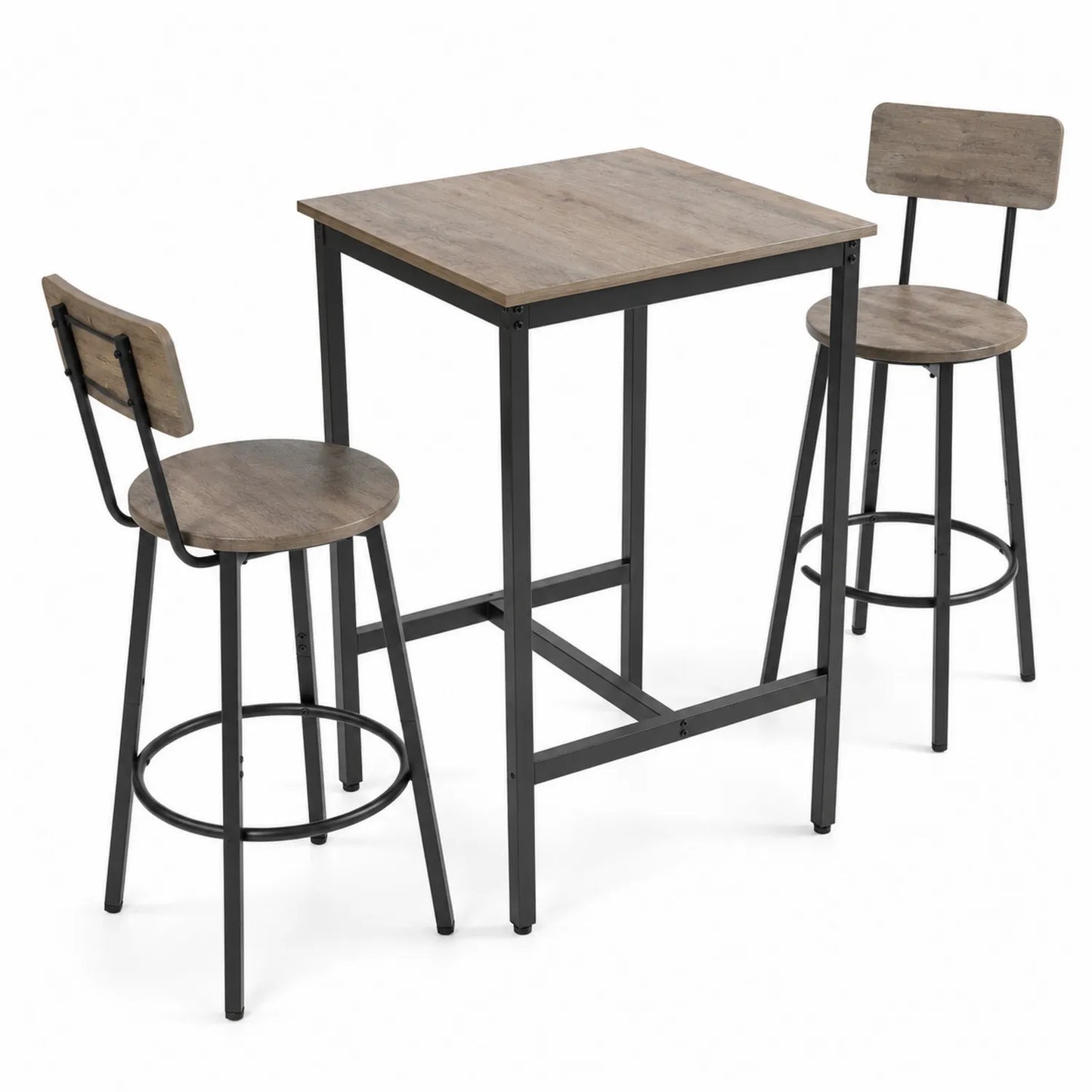 Set tavolo e sgabelli da bar in legno composito e metallo