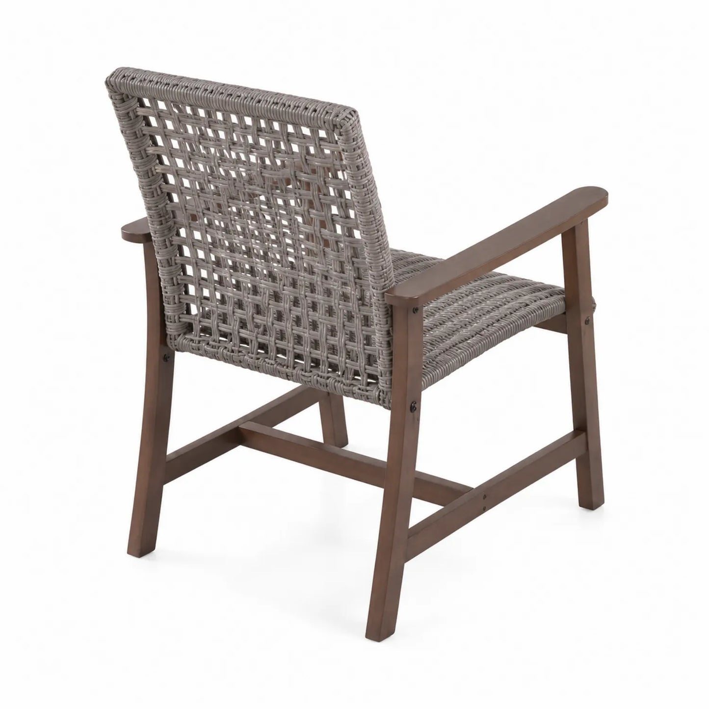 Sedia da Esterno in Rattan Sintetico e Legno Massello Grigio/Marrone