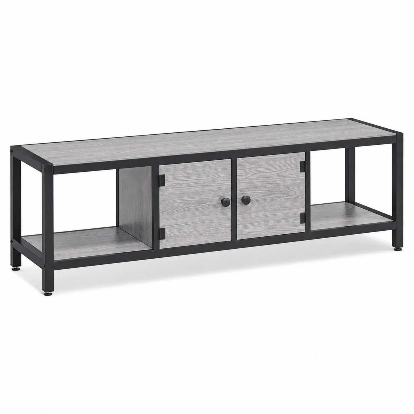 Mobile TV in Legno e Metallo Grigio e Nero