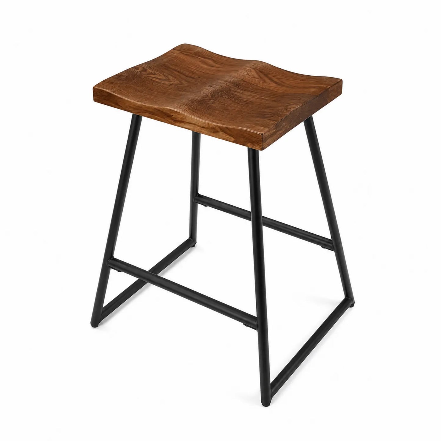 Sgabello in legno e metallo nero 45x30x65cm