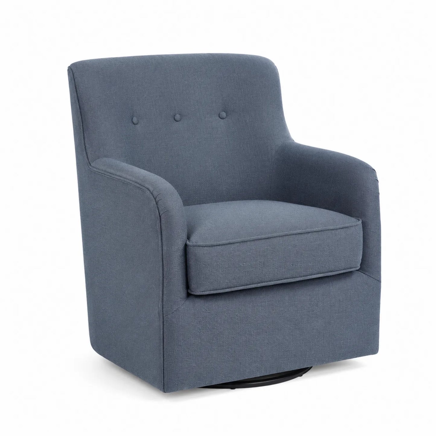 Poltrona girevole in tessuto Blu Scuro con cuscino imbottito