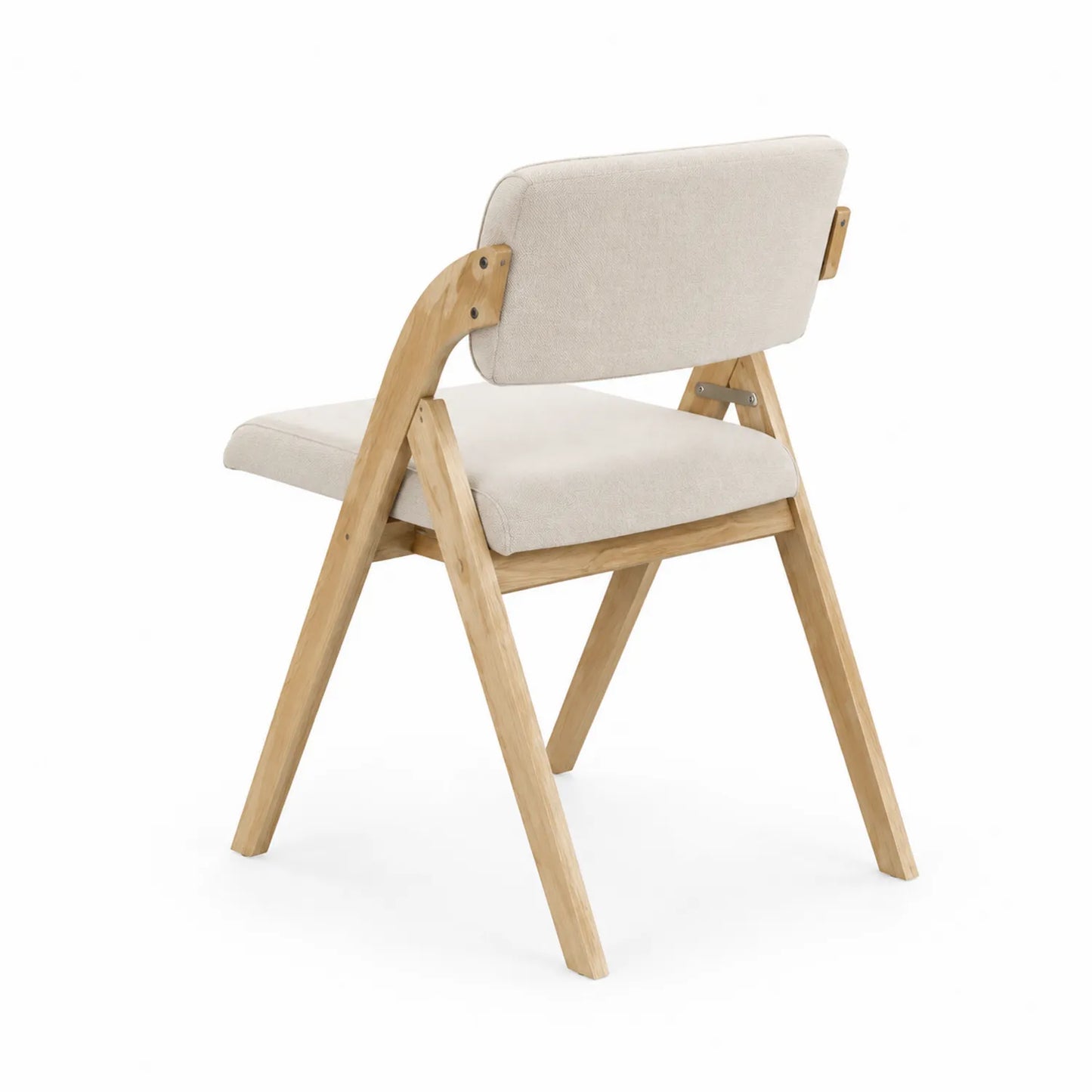 Sedia da pranzo in legno di quercia e tessuto beige