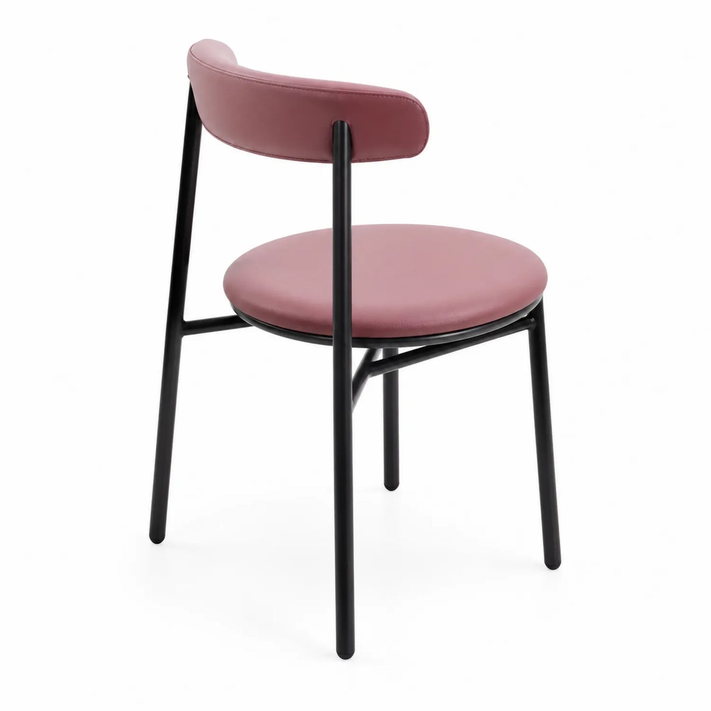 Sedia da pranzo in pelle sintetica rosa e acciaio nero
