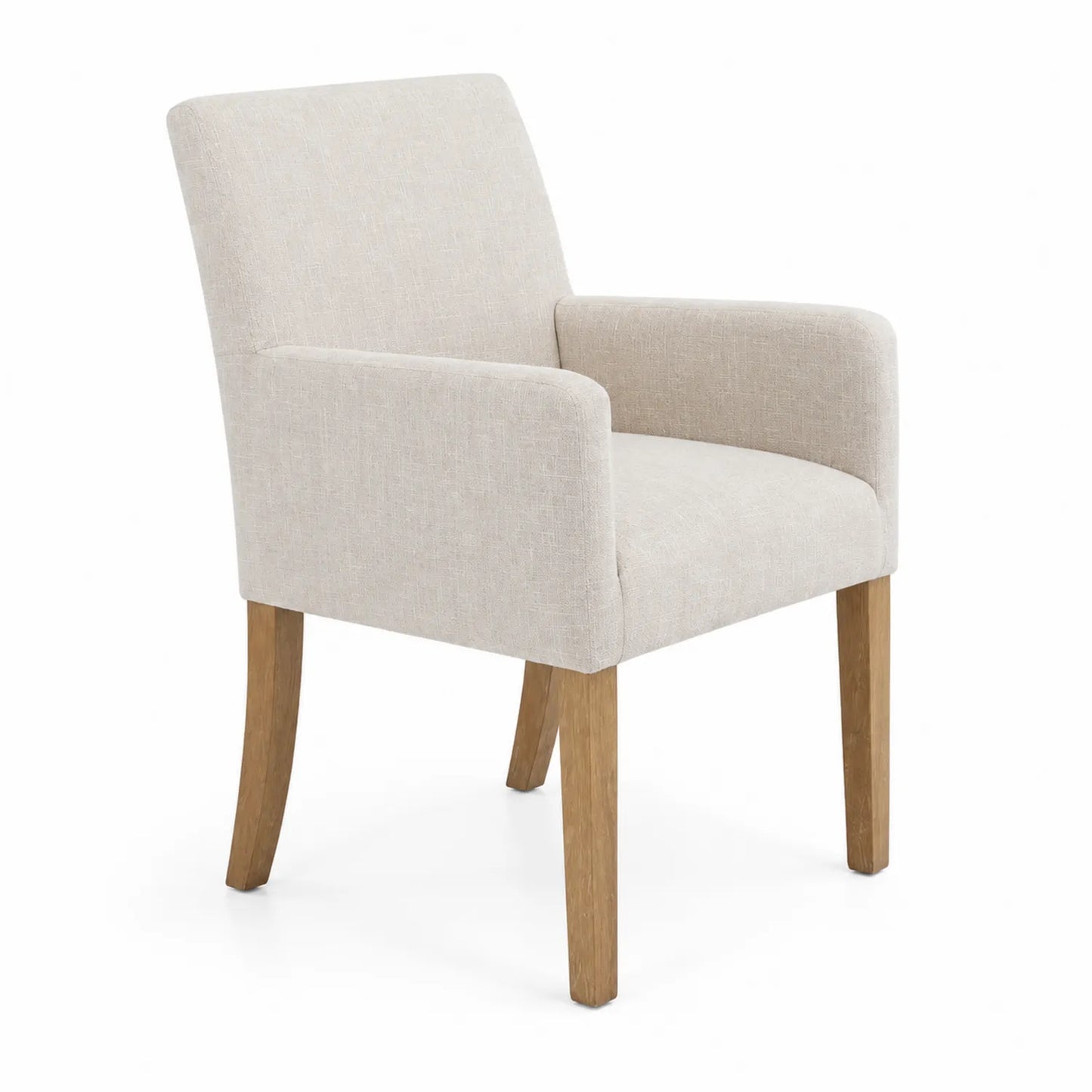 Sedia in tessuto lino beige con gambe in legno