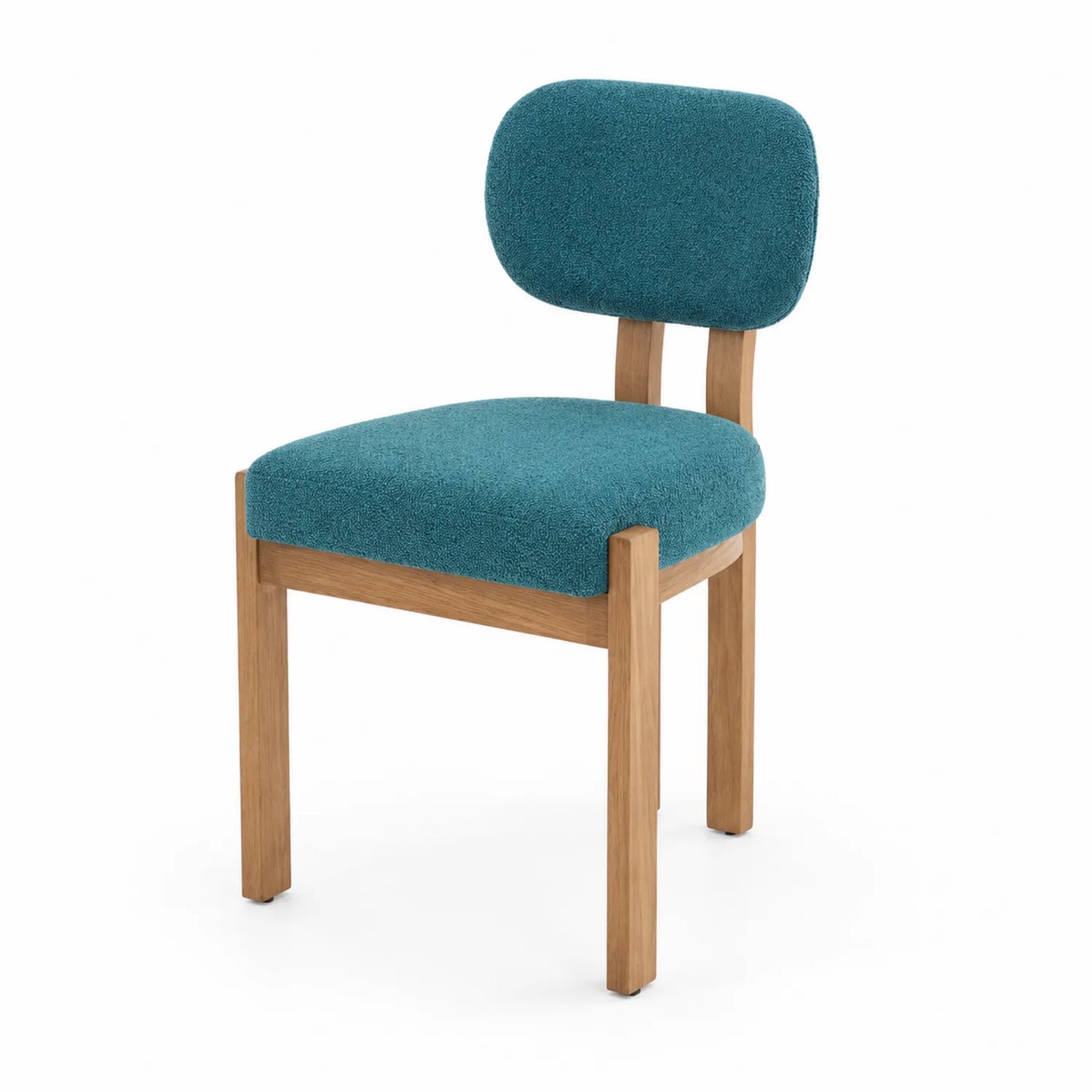 Sedia da Pranzo in Tessuto Blu con Struttura in Legno