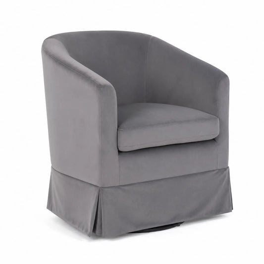 Poltrona girevole in velluto grigio 75x75x75 cm