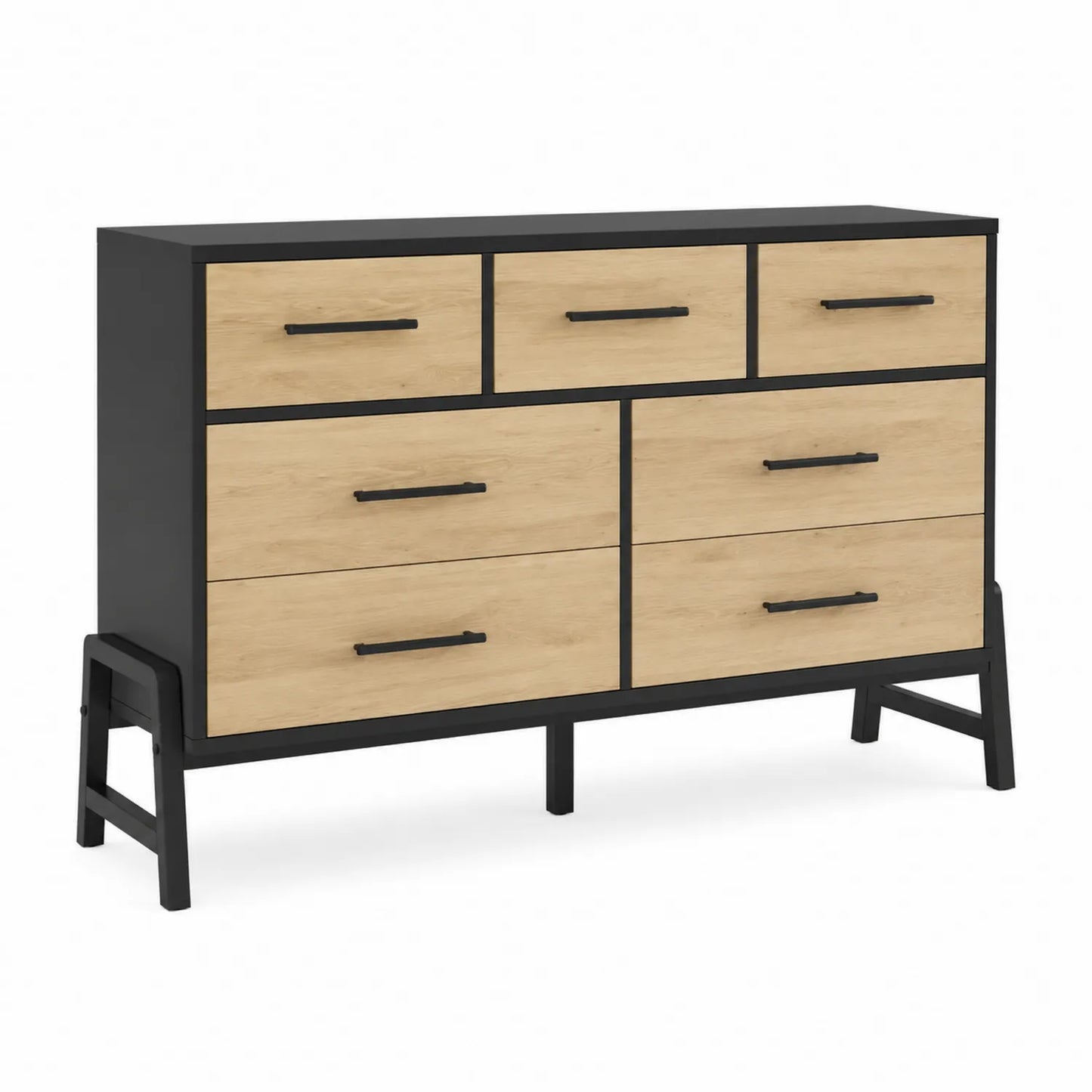Cassettiera in Legno Composito e Metallo con 7 Cassetti