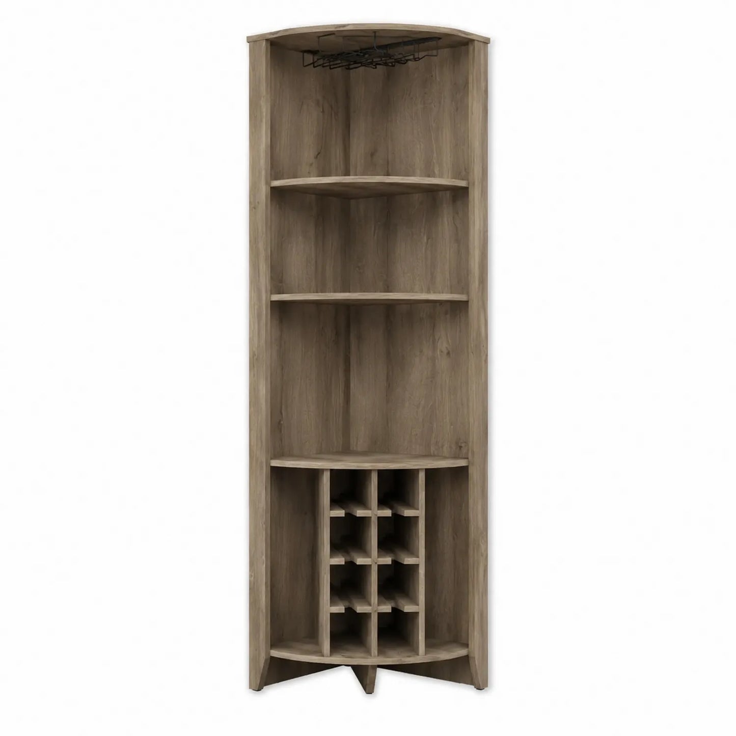 Portabottiglie ad Angolo in Legno MDF Grigio Chiaro