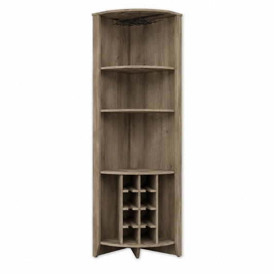 Portabottiglie ad Angolo in Legno MDF Grigio Chiaro