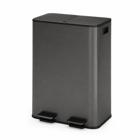 Pattumiera doppio scomparto acciaio nero 60L