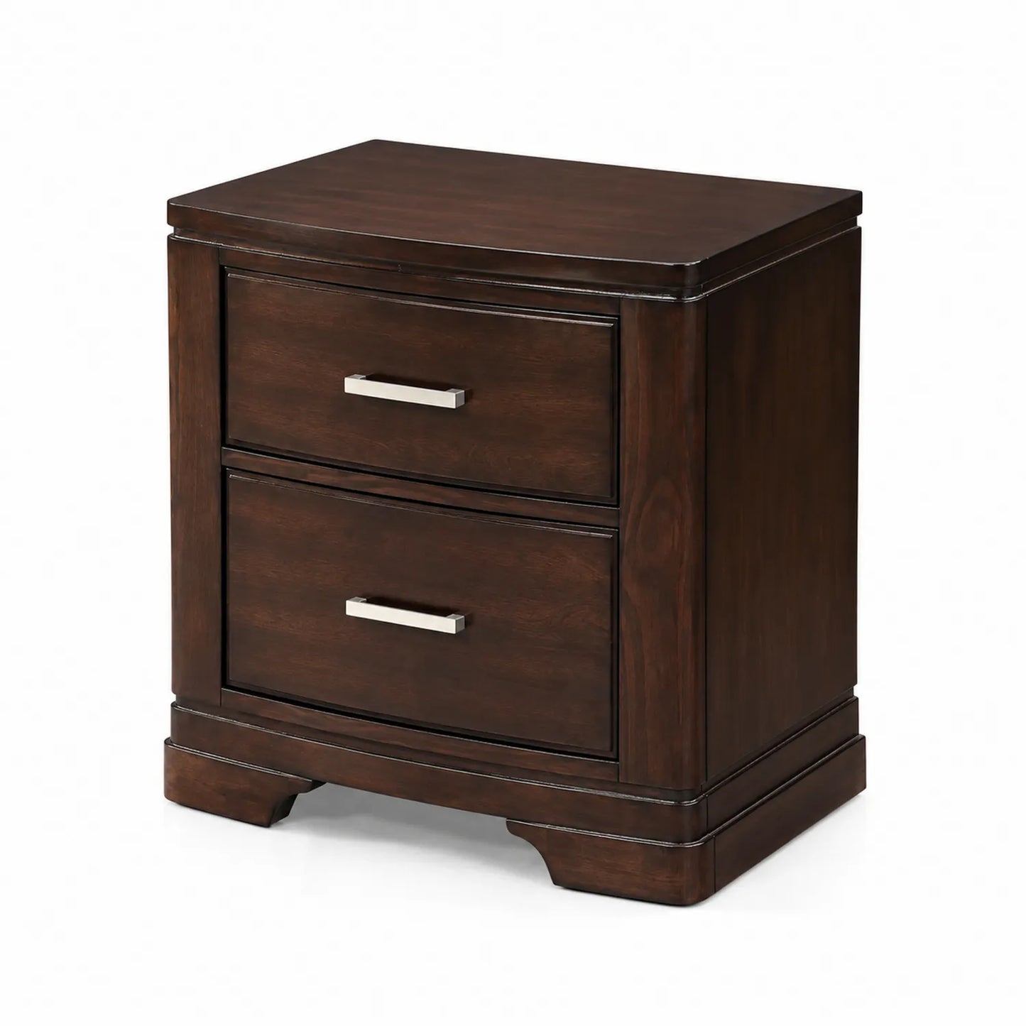 Comodino Legno Massello con 2 Cassetti Marrone Scuro