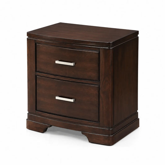 Comodino Legno Massello con 2 Cassetti Marrone Scuro