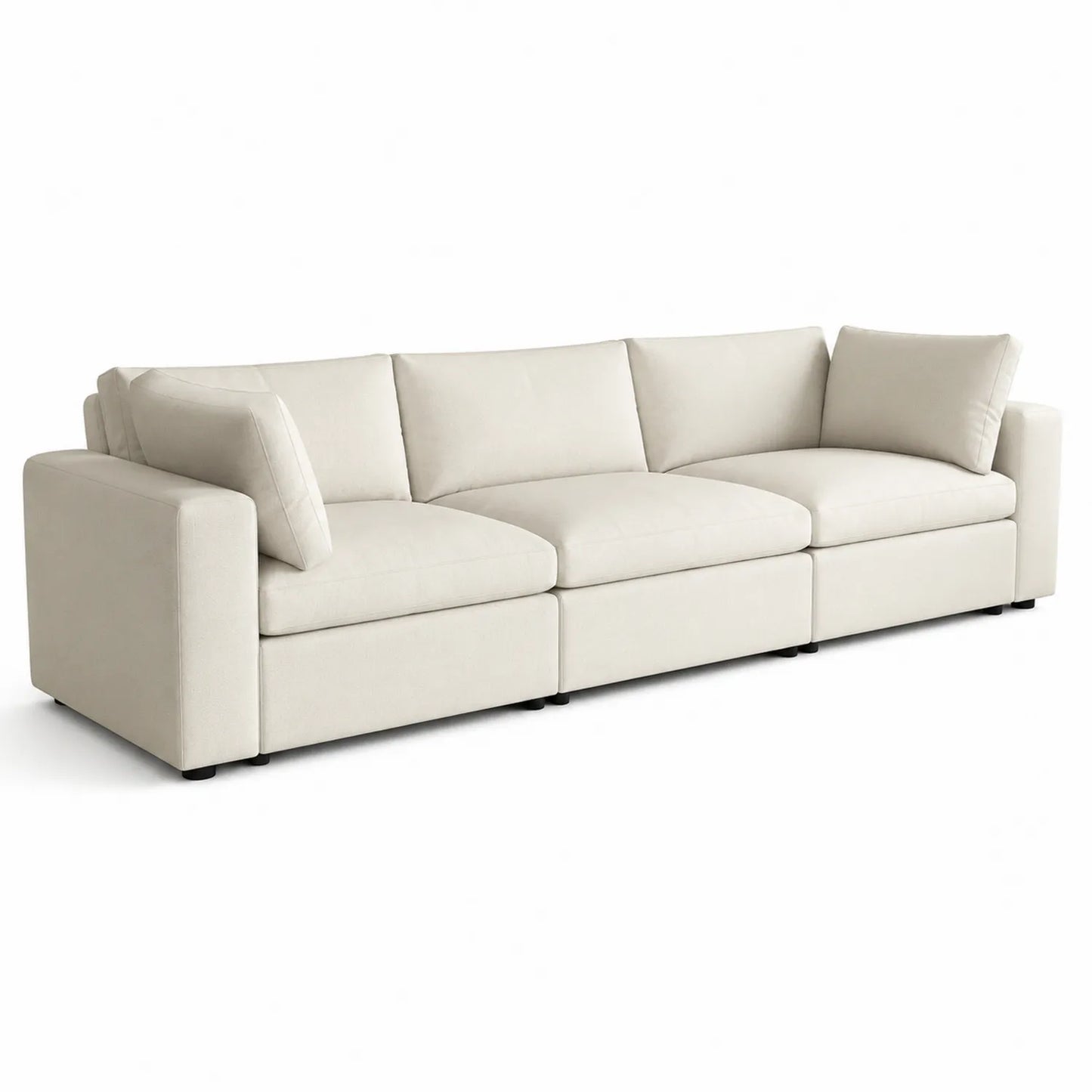 Divano modulare 3 posti in tessuto beige