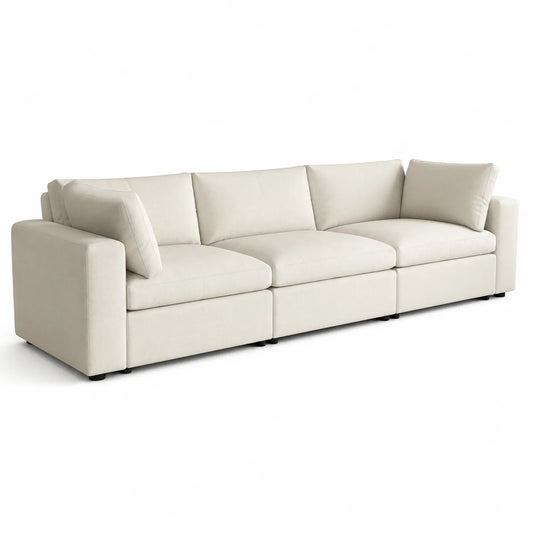 Divano modulare 3 posti in tessuto beige