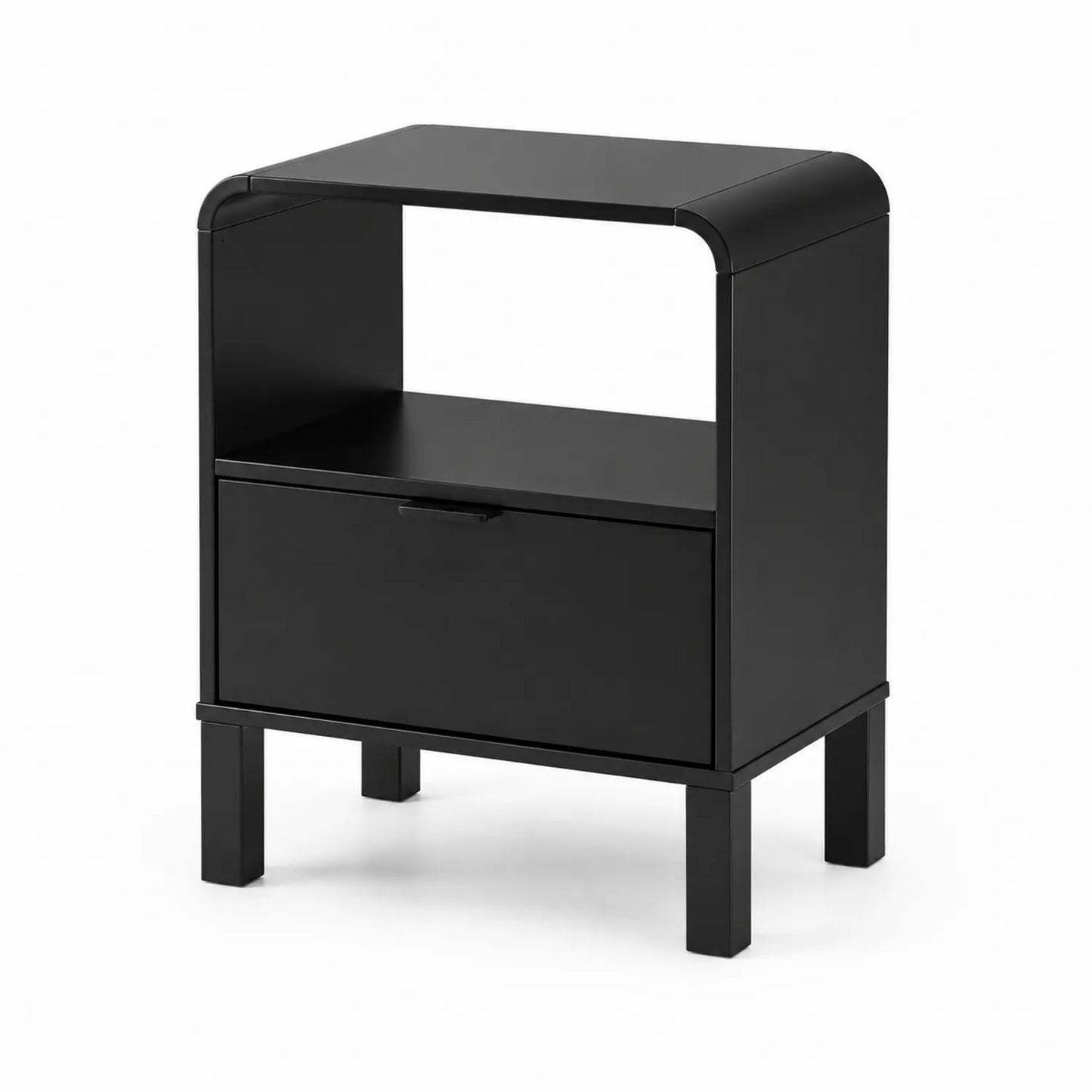Comodino in legno nero con cassetto e ripiano 40x30x60 cm
