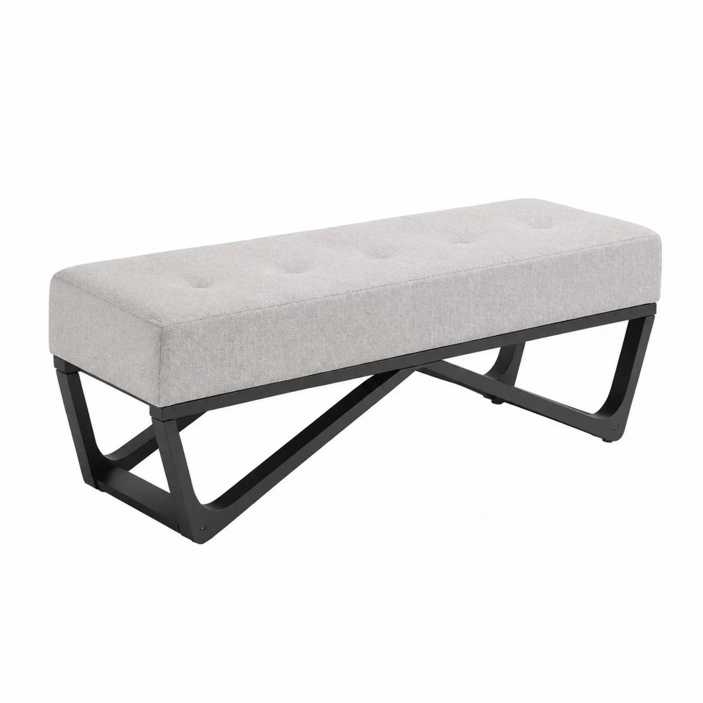 Panca rettangolare in tessuto e metallo verniciato 120x40x45 cm