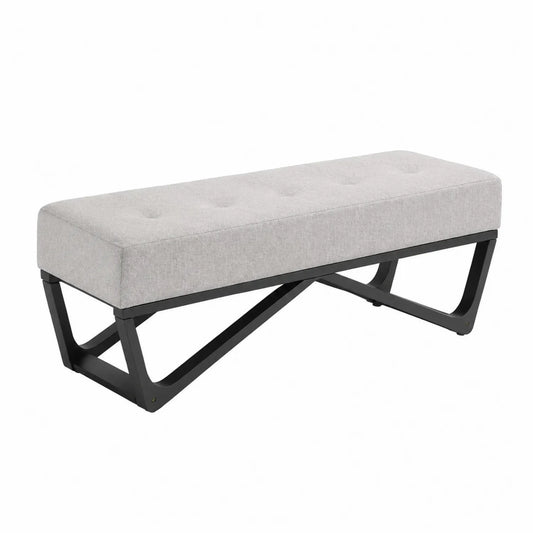 Panca rettangolare in tessuto e metallo verniciato 120x40x45 cm