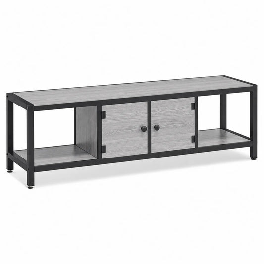 Mobile TV in Legno e Metallo Grigio e Nero