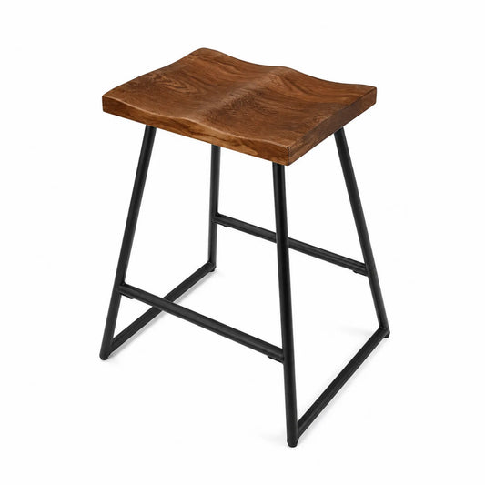 Sgabello in legno e metallo nero 45x30x65cm