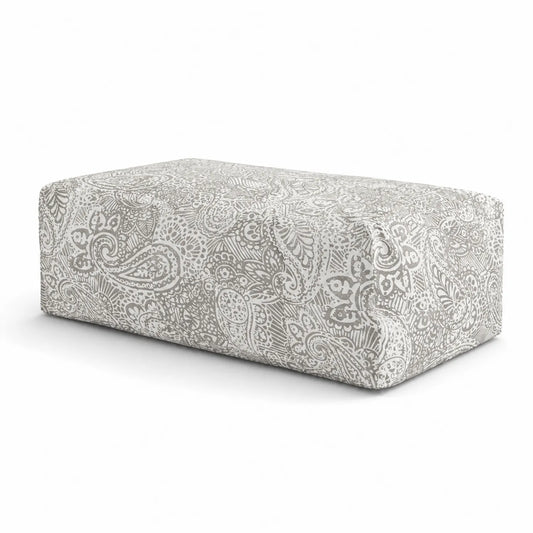 Poggiapiedi Rettangolare Paisley Grigio 90x50x30 cm