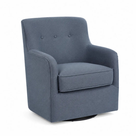 Poltrona girevole in tessuto Blu Scuro con cuscino imbottito