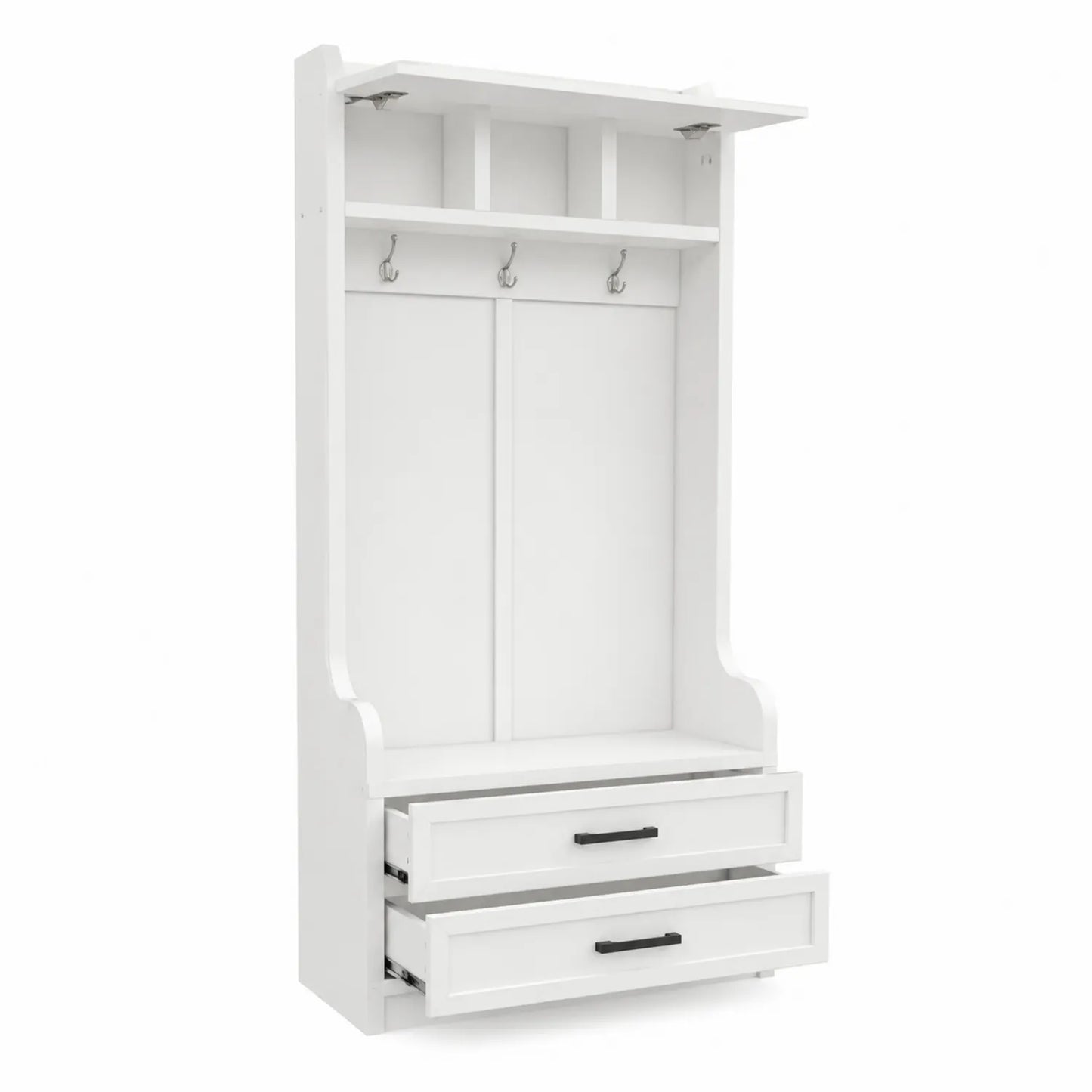 Appendiabiti in MDF con cassetti e ganci Bianco 180x90x35 cm