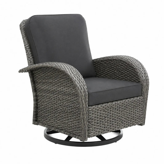 Poltrona da esterno in rattan sintetico grigia, 75x90x85 cm