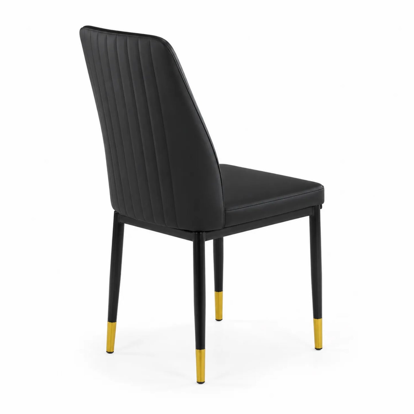 Sedia in similpelle nera con gambe dorate