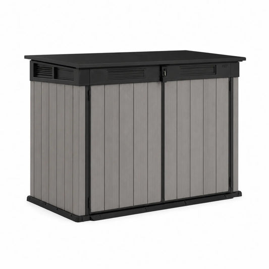Contenitore da esterno in plastica grigio con doppia anta 145x82x123 cm