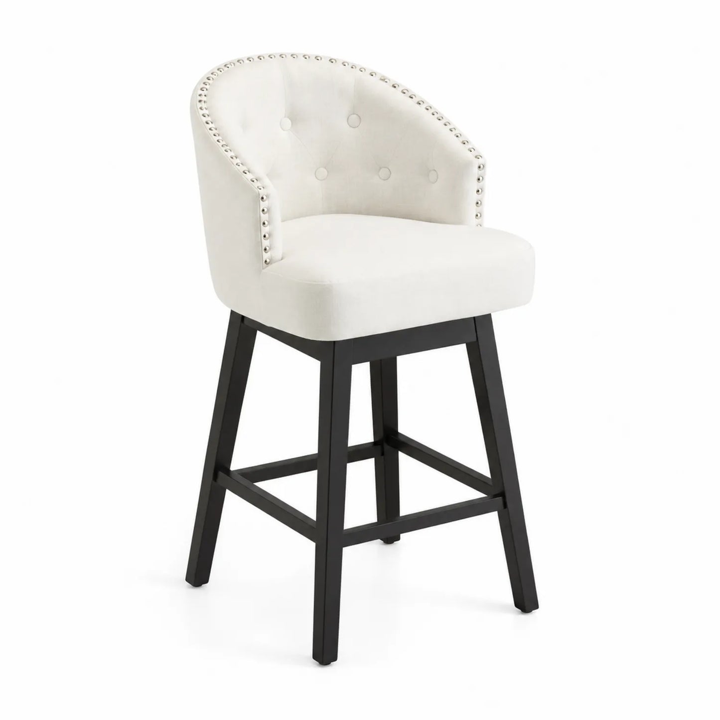 Sgabello da bar in tessuto con gambe in legno