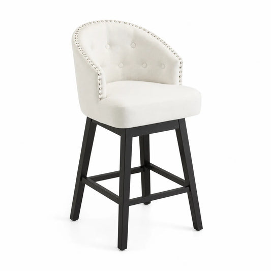 Sgabello da bar in tessuto con gambe in legno