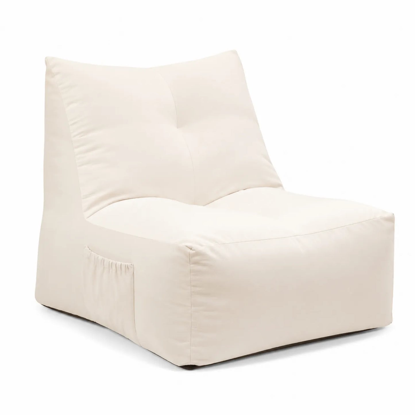 Poltrona sacco in tessuto sintetico crema 90x80x100 cm