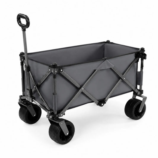 Carrello Pieghevole con Struttura in Acciaio e Tessuto Grigio