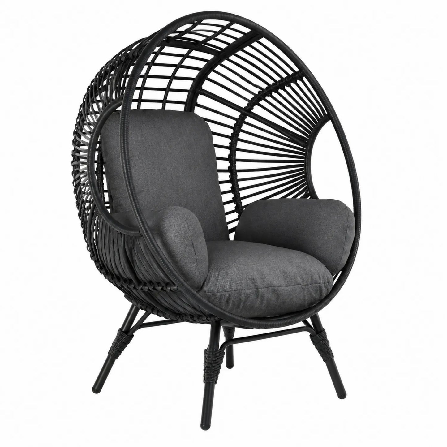Poltrona a nido per esterni in Rattan sintetico Nero