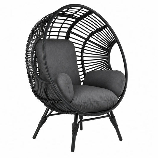 Poltrona a nido per esterni in Rattan sintetico Nero