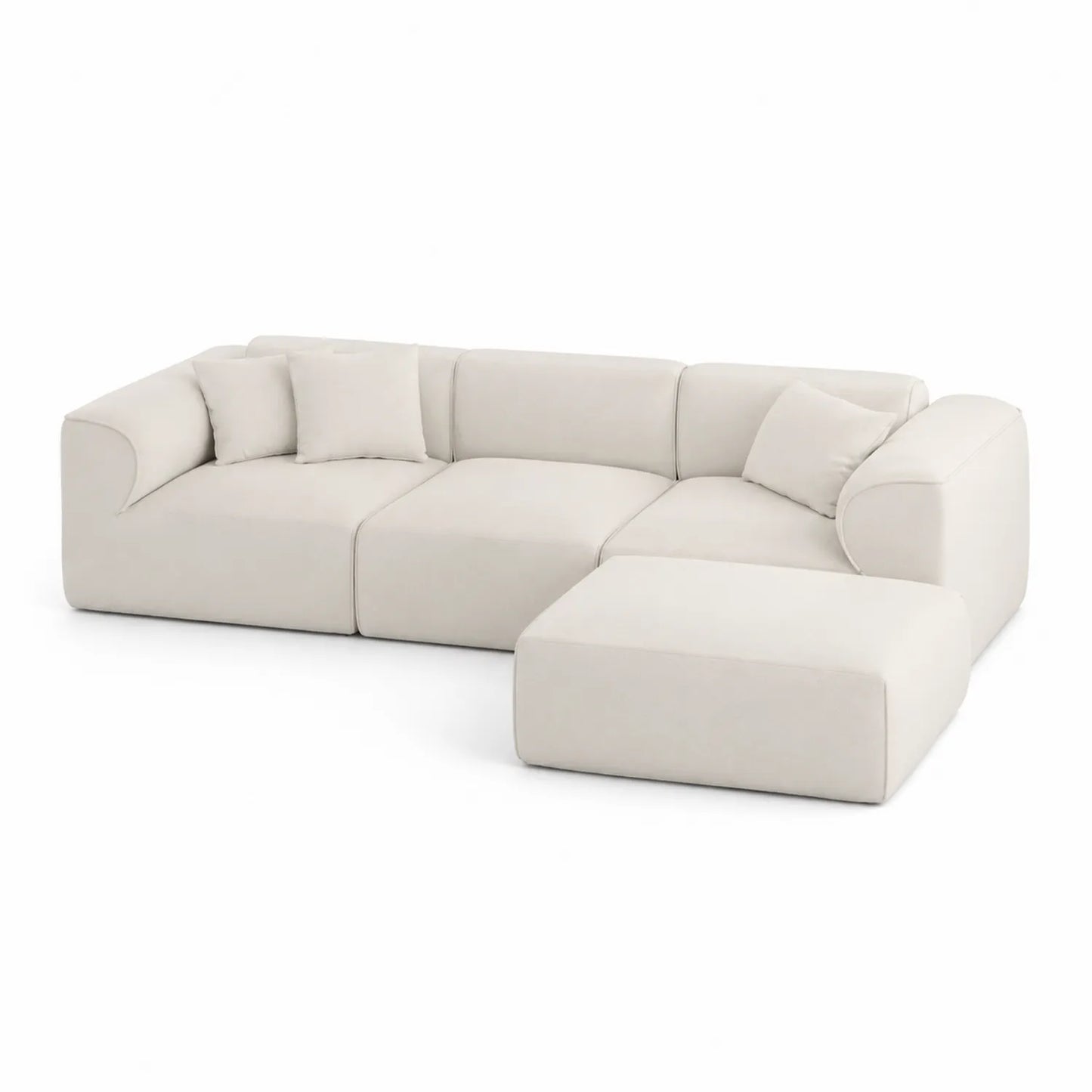 Divano angolare modulare in tessuto beige