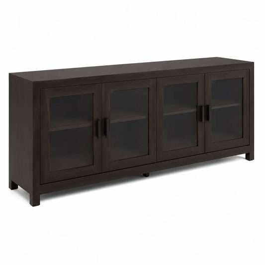 Credenza in legno e vetro temperato marrone 200x45x75 cm