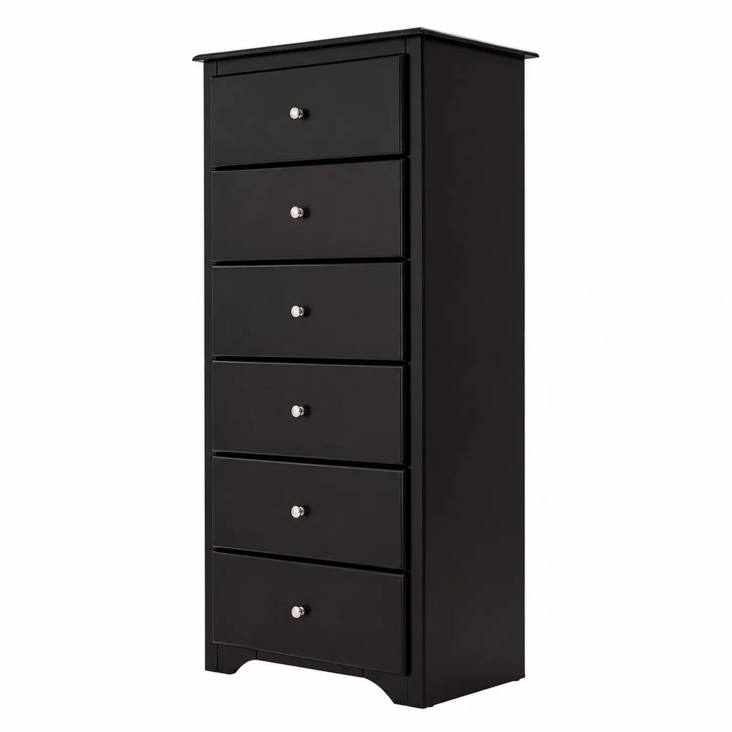 Cassettiera Nera in Legno MDF con 6 Cassetti