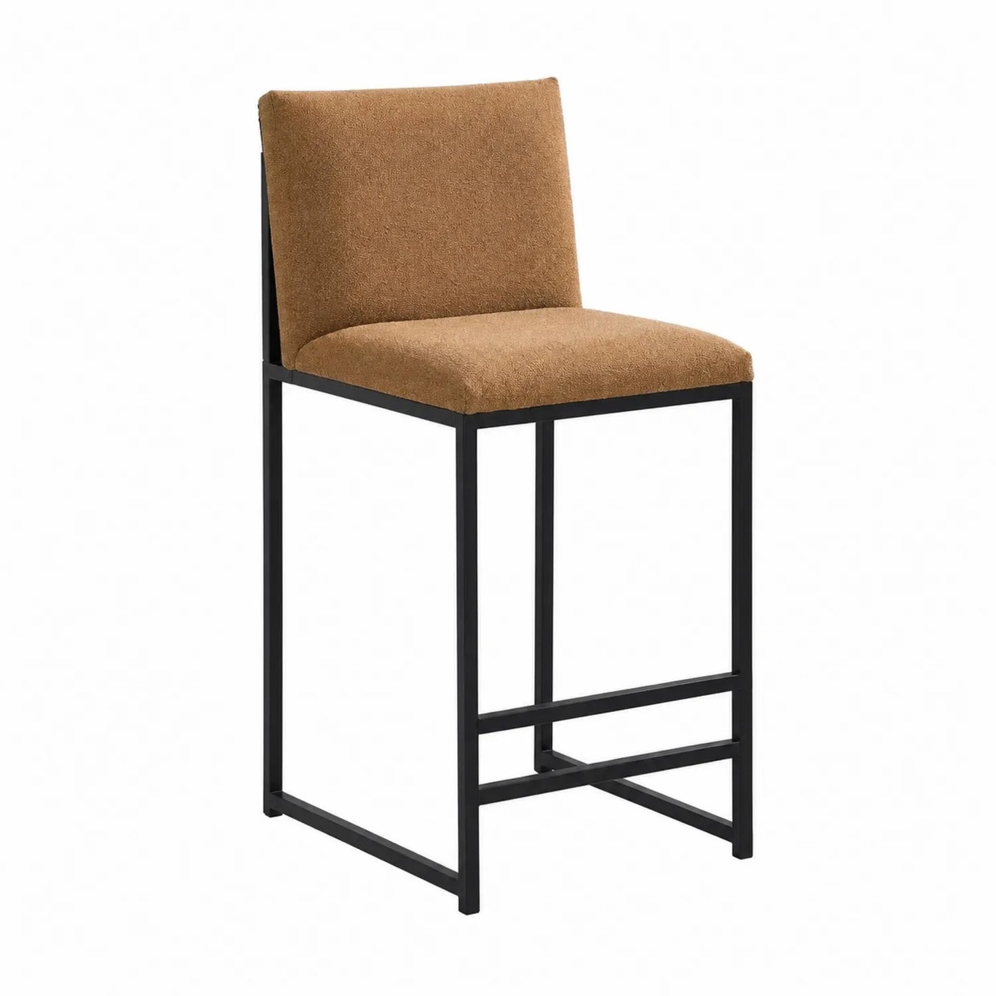 Sgabello in Tessuto Poliestere Marrone con Struttura in Metallo