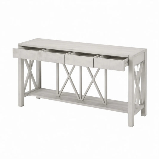 Consolle con Cassetti in Legno Bianco